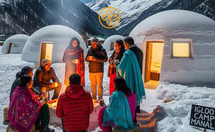 Overnight stay inside a hand-built snow igloo in Manali