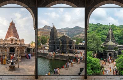 Ancient Shiva temple architecture representing the Jyotirlinga circuit in Maharashtra